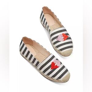 Kate Spade Women's Gimlet Heart Lips Espadrille Flats size 5.5 EUC